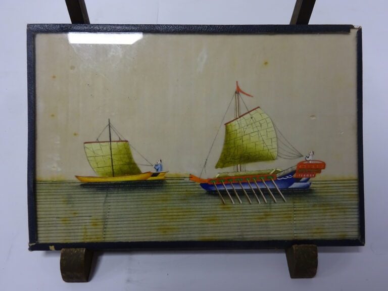 ENSEMBLE DE SIX (6) PEINTURES SUR PAPIER DE RIZ - Canton - Peintures rectangula…