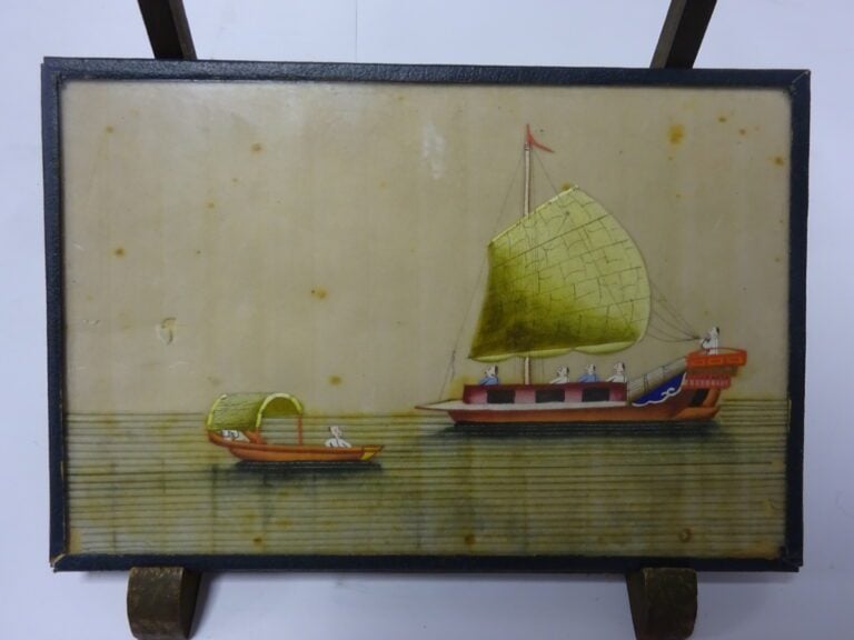 ENSEMBLE DE SIX (6) PEINTURES SUR PAPIER DE RIZ - Canton - Peintures rectangula…
