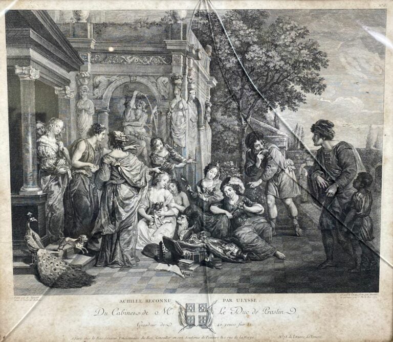 Ensemble de six gravures comprenant Vue du bassin de Neptune dans le jardin de…