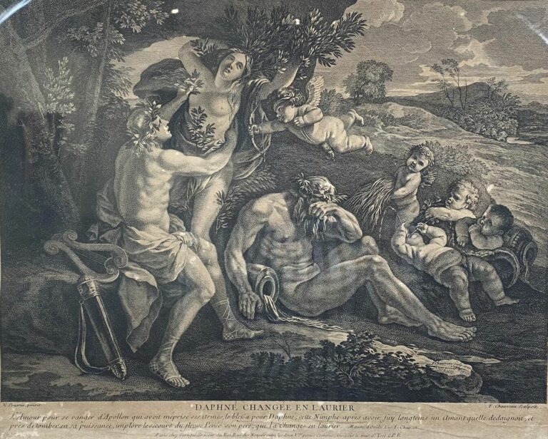 Ensemble de six gravures comprenant Vue du bassin de Neptune dans le jardin de…