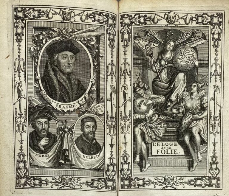 Erasme - Eloge de la Folie - Amsterdam, Fr. L'Honoré, 1728. In-12, plein veau.