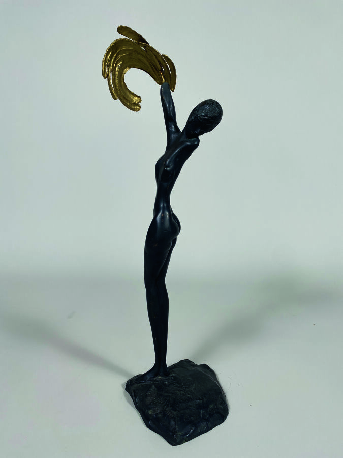 Ernst FUCHS (1930-2015) - Daphne, 1973 - Bronze à patine noire, une partie doré…