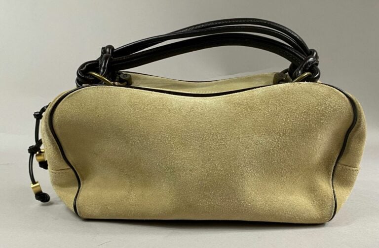 ESCADA - Sac porté main en daim beige et cuir marron - Long. : 24 cm - (petites…