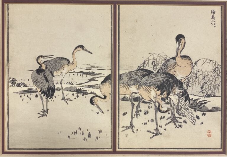 ESTAMPE JAPONAISE - Les grues - (à vue): 31 x 21 cm
