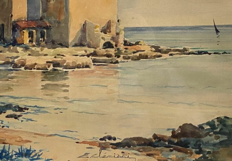 Etienne CLERISSI (1888-1971) - Ile de Saint Honorat - Aquarelle sur papier, sig…