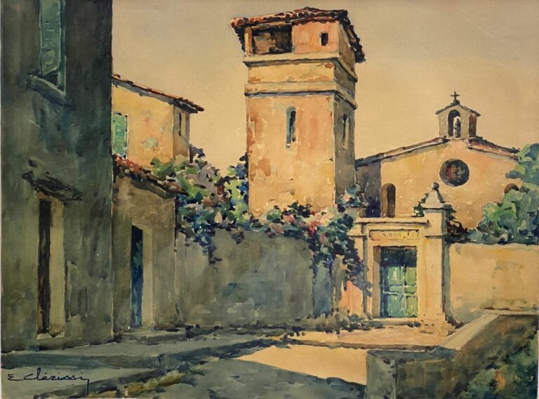 Etienne CLERISSI (1888-1971) - Village provençal - Aquarelle sur papier, signé…