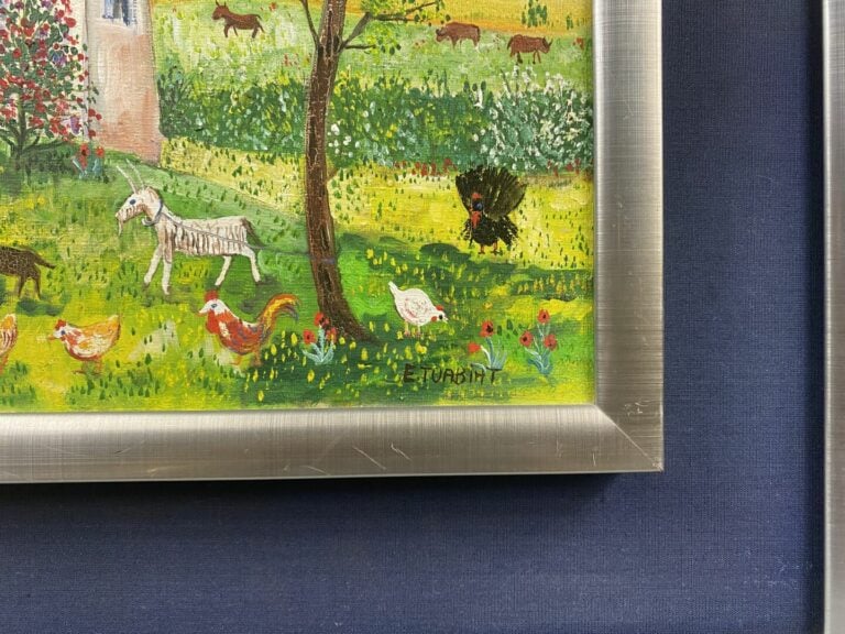 Etienne TUABIHT (XXe) - Scène de pique-nique - La ferme - Deux huiles sur toile…