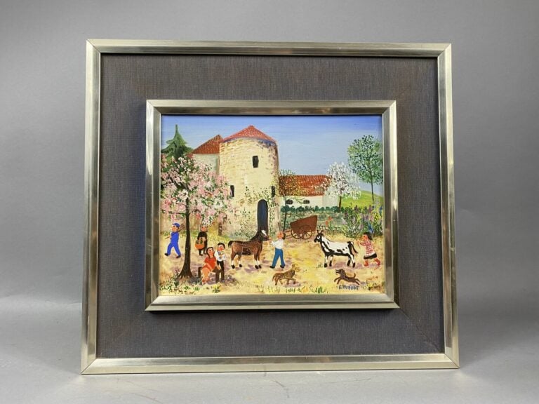 Etienne TUABIHT (XXe) - Scène de pique-nique - La ferme - Deux huiles sur toile…