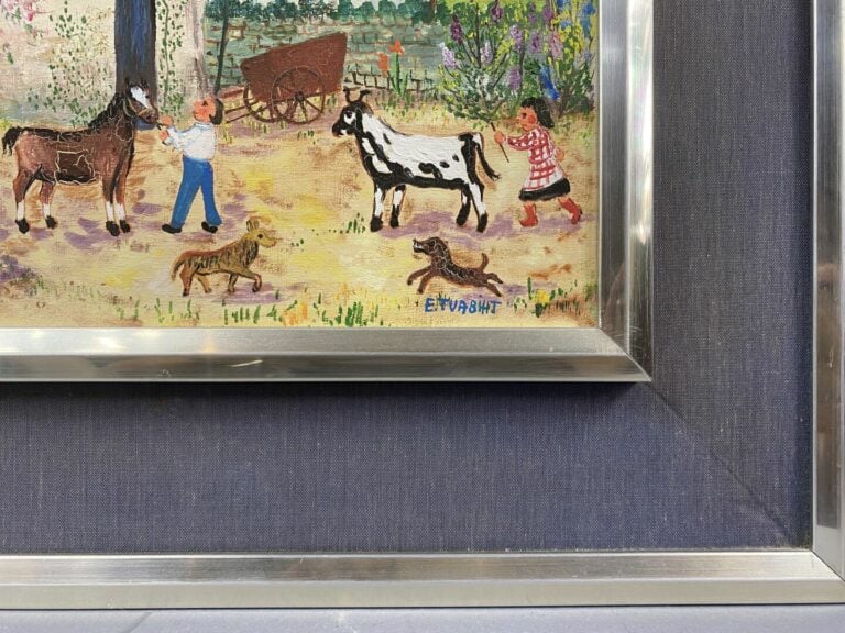 Etienne TUABIHT (XXe) - Scène de pique-nique - La ferme - Deux huiles sur toile…