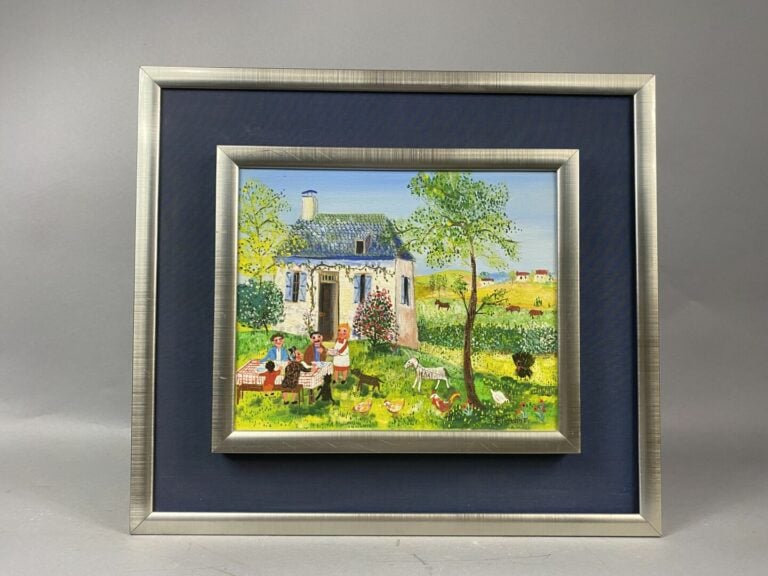 Etienne TUABIHT (XXe) - Scène de pique-nique - La ferme - Deux huiles sur toile…