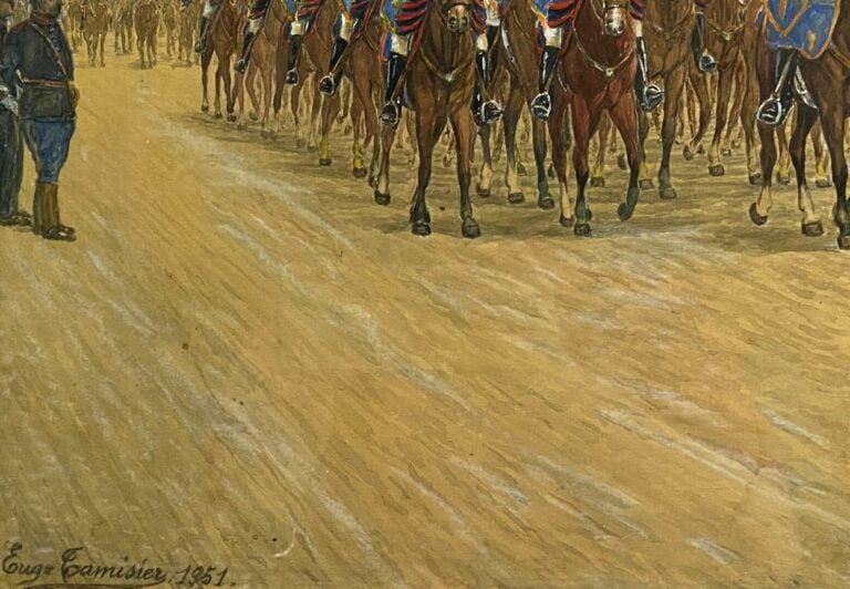 Eugène CAMISIER (XXe) - Défilé de la Garde Républicaine - Aquarelle sur papier…