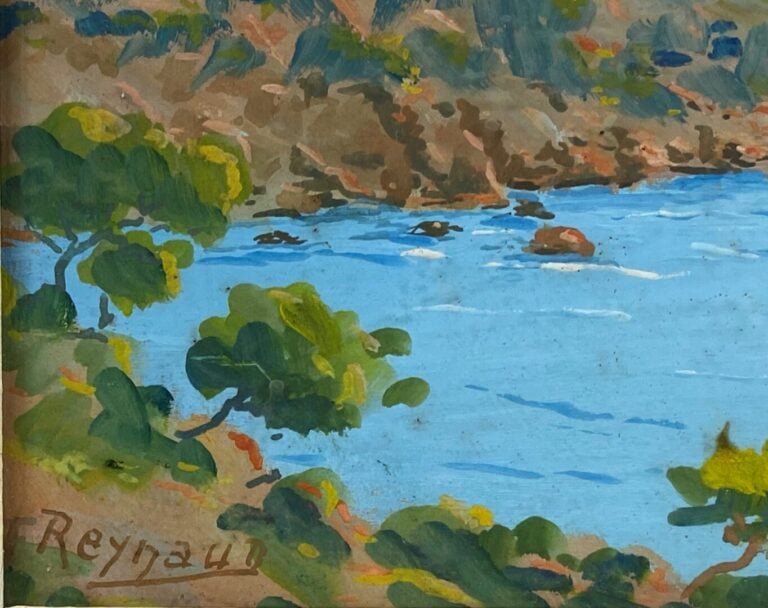 F. REYNAUD (XXe siècle) - Paysage de bord de mer - Huile sur panneau, signé en…