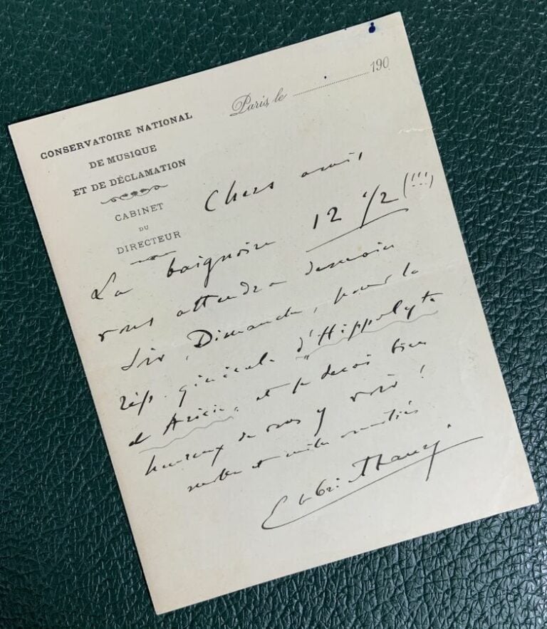 Fauré, Gabriel L.a.s. - Lettre à l'en-tête du Conservatoire national de musique…