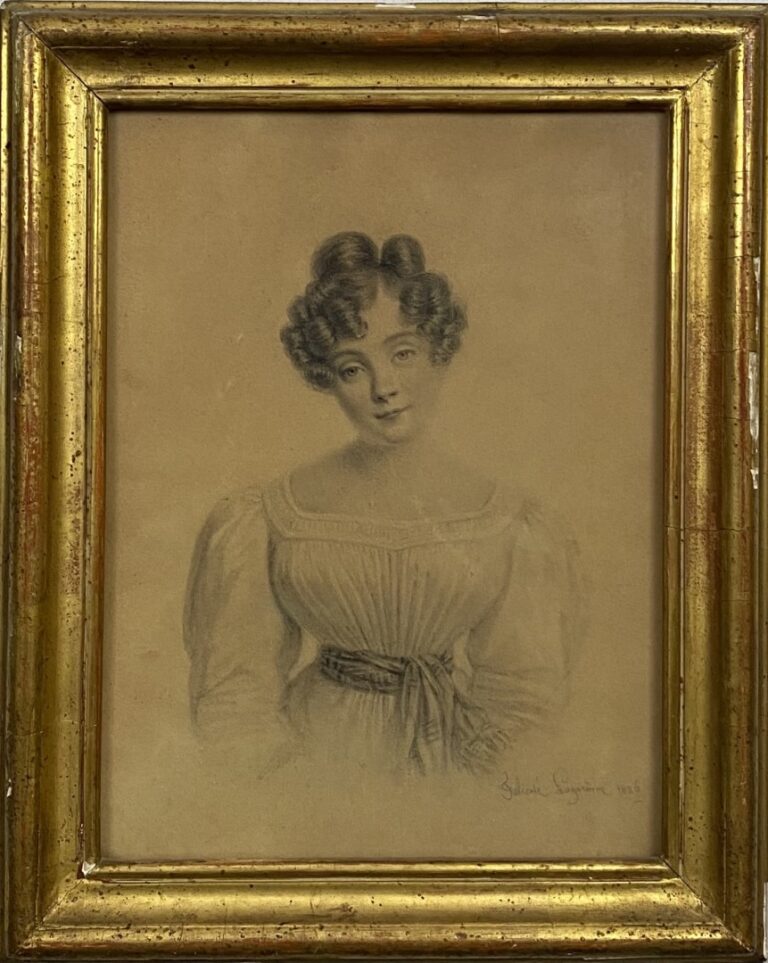 Félicité LAGARENNE (Active au XIXe siècle) - Portrait de femme au chignon - Des…