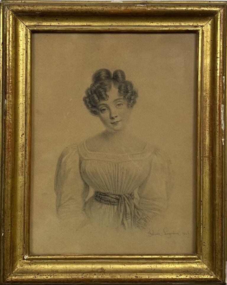 Félicité LAGARENNE (Active au XIXe siècle) - Portrait de femme au chignon - Des…