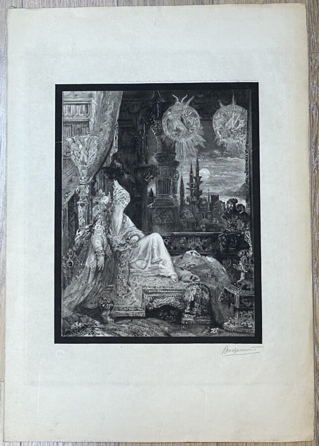 Félix BRACQUEMOND (1833-1914) - Fable de La Fontaine, 1886 : Le singe et le cha…