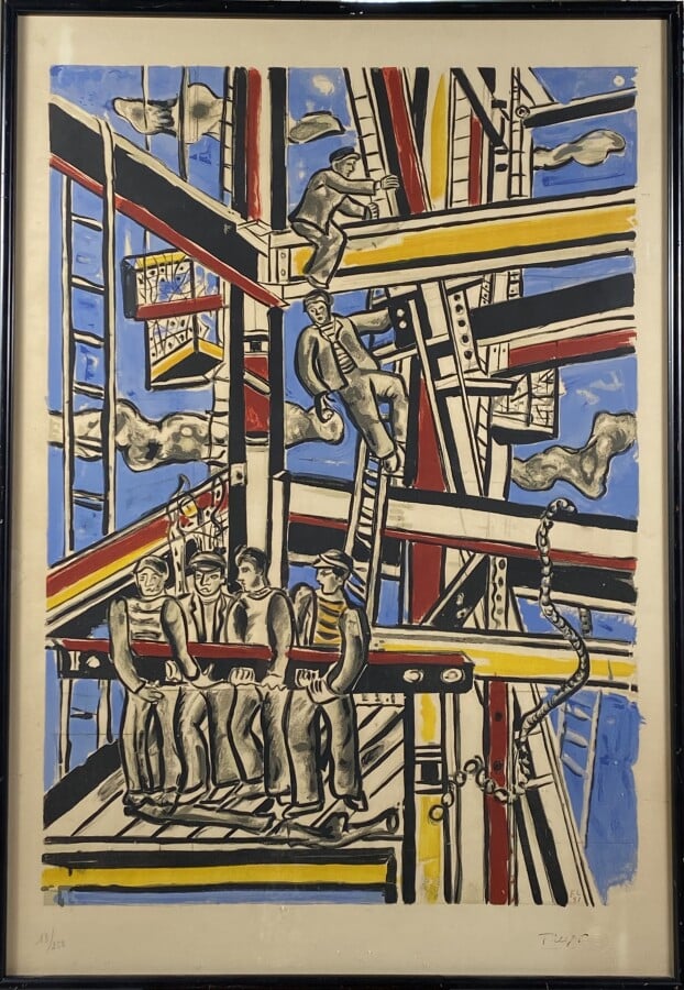 Fernand LEGER (1881-1955) (d'après) - Constructeurs, 1951 - Lithographie en cou…