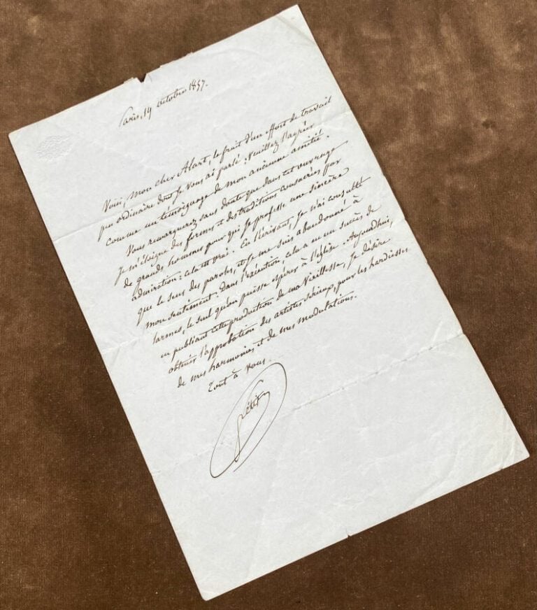 Fétis, François-Joseph L.a.s. - Lettre à Alart. 1857.
