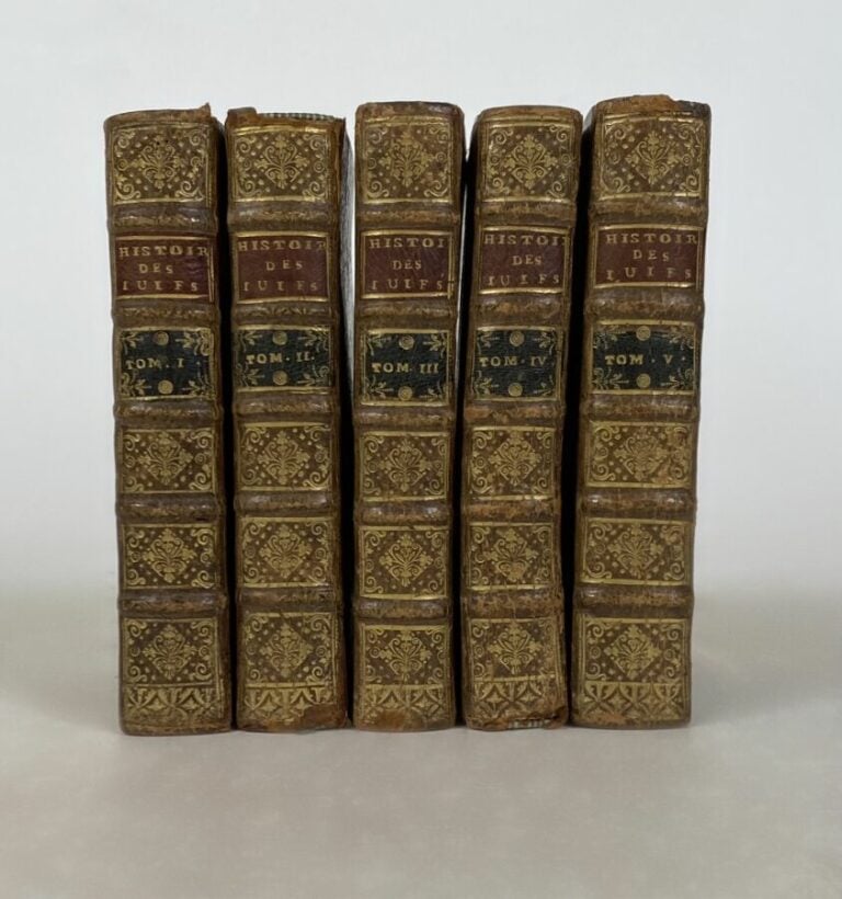 Flavius Joseph - Histoire des Juifs - P.,1717 - 5 vol in-12 pl veau