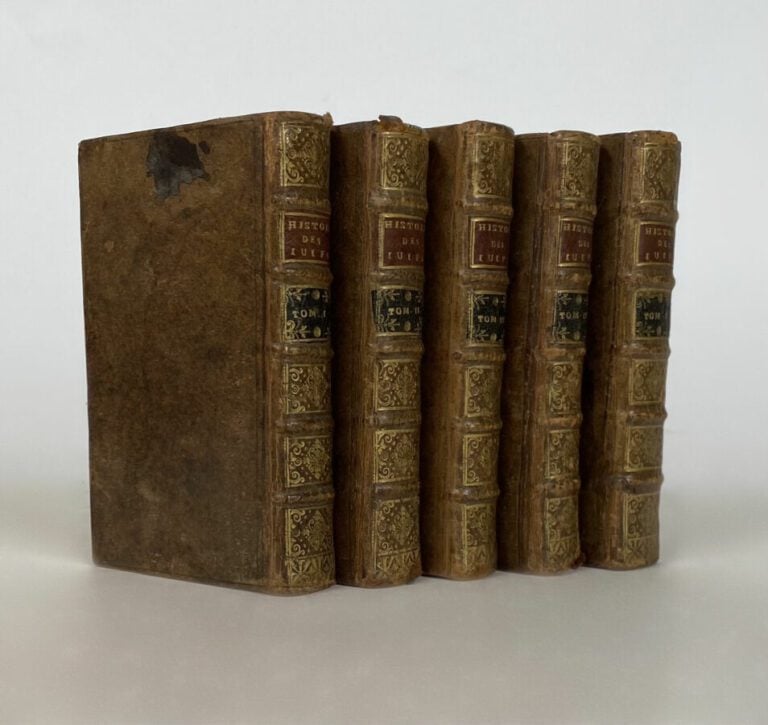 Flavius Joseph - Histoire des Juifs - P.,1717 - 5 vol in-12 pl veau