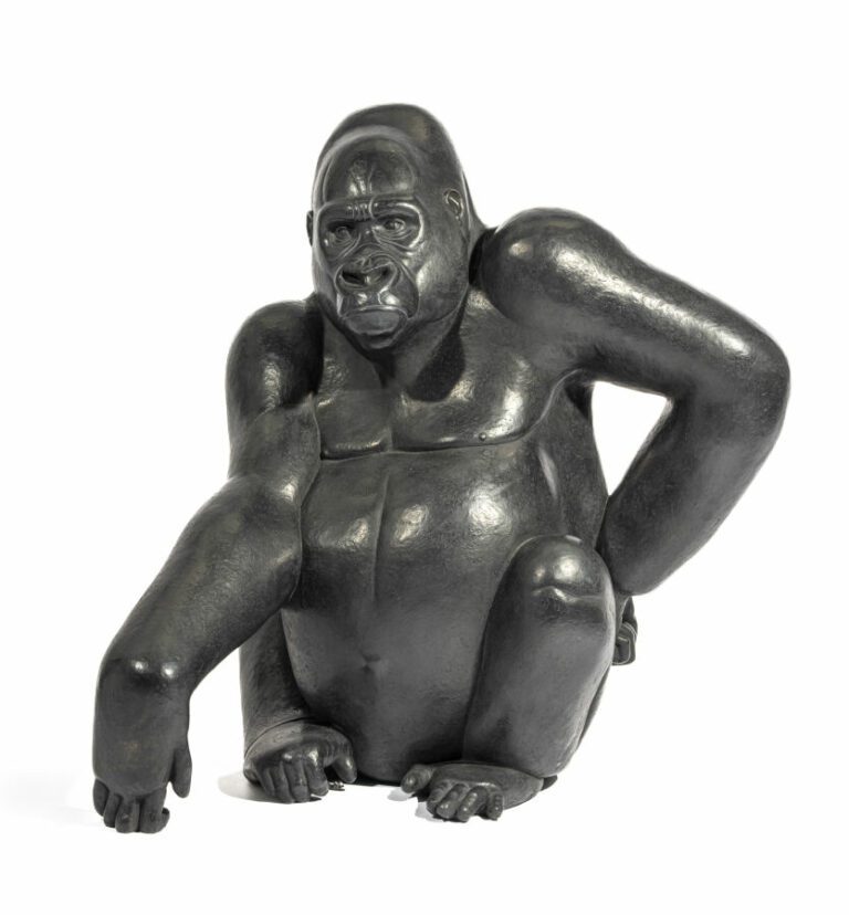Florence JACQUESSON (née en 1962) - Gorille des montagnes - Sculpture en bronze…