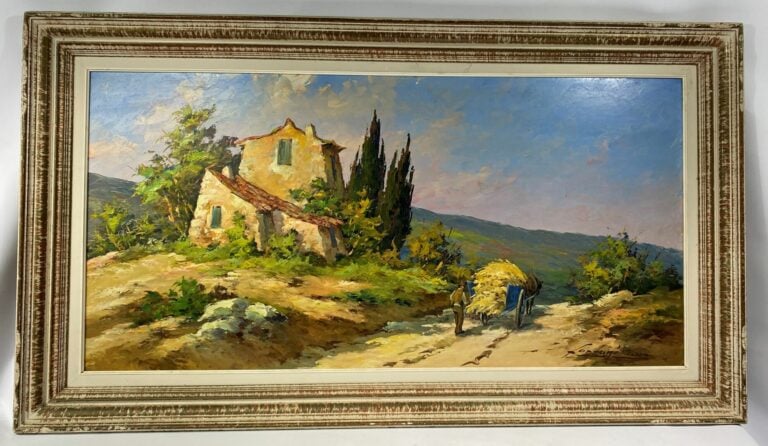 Fortuné CAR (1905-1970) - Retour du champs - Huile sur isorel, signé en bas à d…