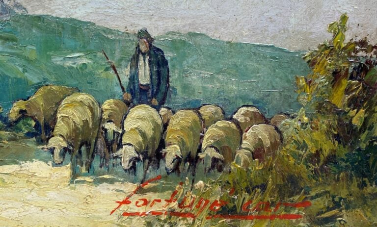 Fortuné CAR (1905-1970) - Retour du troupeaux - Huile sur isorel - Signé en bas…