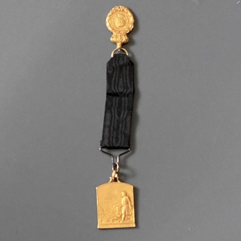 FRANCE - Médaille de Sainte-Hélène, réduction en bronze doré (18,5 mm), porté e…