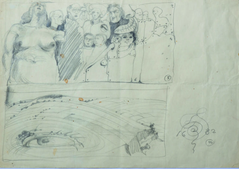 Franciszek STAROWIEYSKI (1930-2009) - Personnages, 1982 - Crayon sur papier, mo…