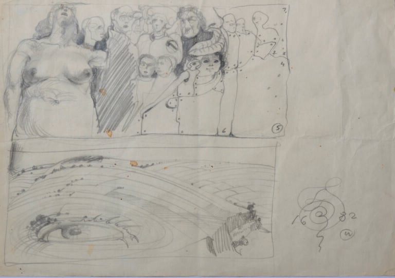 Franciszek STAROWIEYSKI (1930-2009) - Personnages, 1982 - Crayon sur papier, mo…