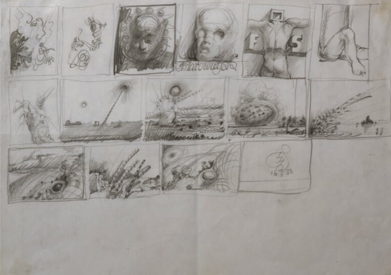 Franciszek STAROWIEYSKI (1930-2009) - Sans titre, 1986 - Crayon sur papier, mon…