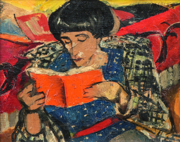 François DESNOYER (1894-1972) - Souza à la lecture - Huile sur toile, signée en…