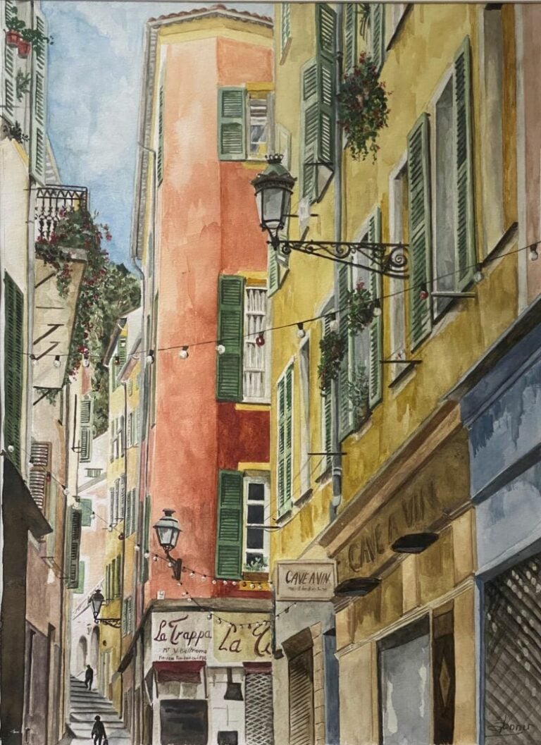 Françoise BONNET (XXe siècle) - Suite de trois aquarelles sur le thème de Nice,…