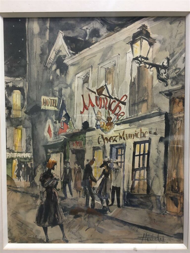 Franz HERBELOT (XXème siècle). - Chez Mimiche, Montmartre - Dessin à la plume e…