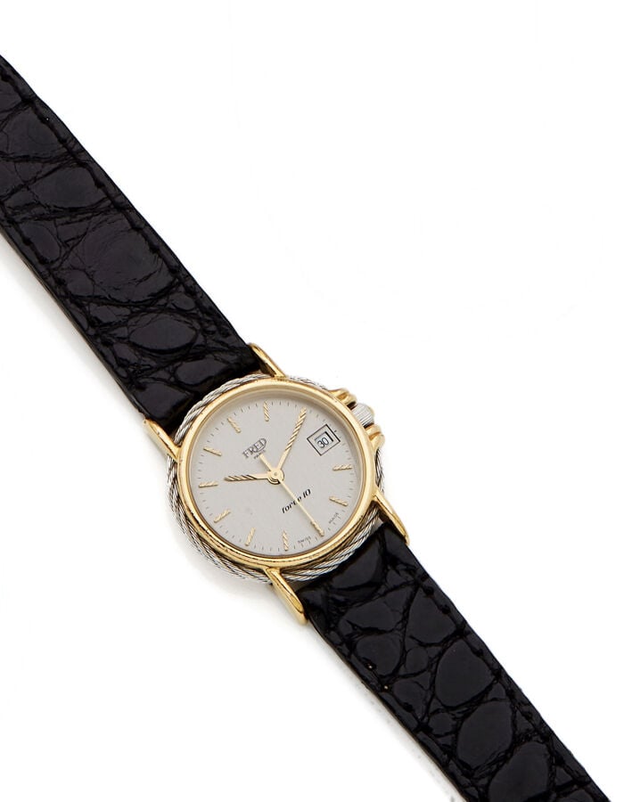 FRED - BRACELET MONTRE de dame modèle "Force 10" doré, lunette ornée d'un câble…