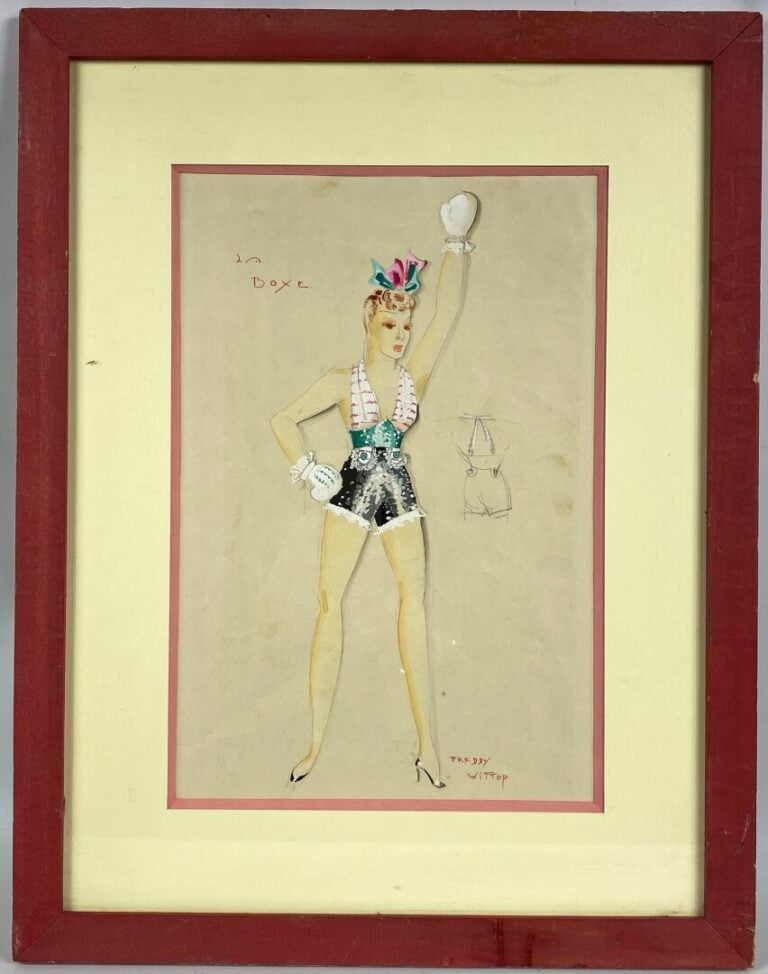 Freddy WITTOP (1912-2001) - La boxe - Aquarelle et gouache, signé en bas vers l…