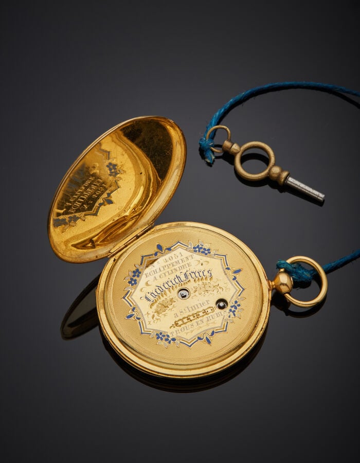 FREDERICH Frères - MONTRE de POCHE SAVONNETTE pour le marché ottoman, en or jau…