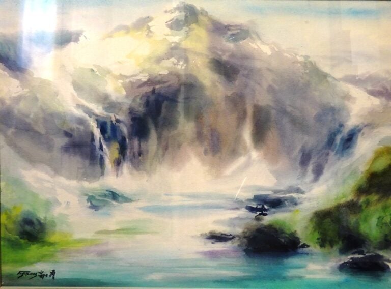 FU JI TSANG - Dessin à l'encre de Chine, lavis et aquarelle - Eau et montagne -…