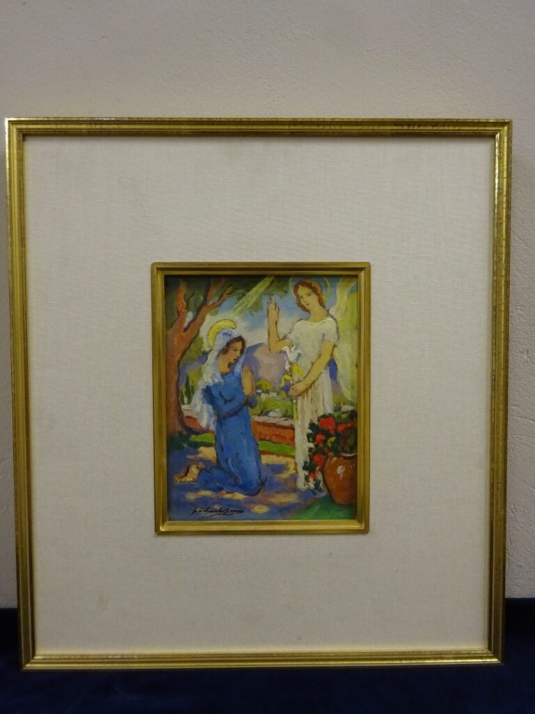 Gabriel CHARLOPEAU (1889-1967). - L'Annonciation - Huile sur panneau, signée en…
