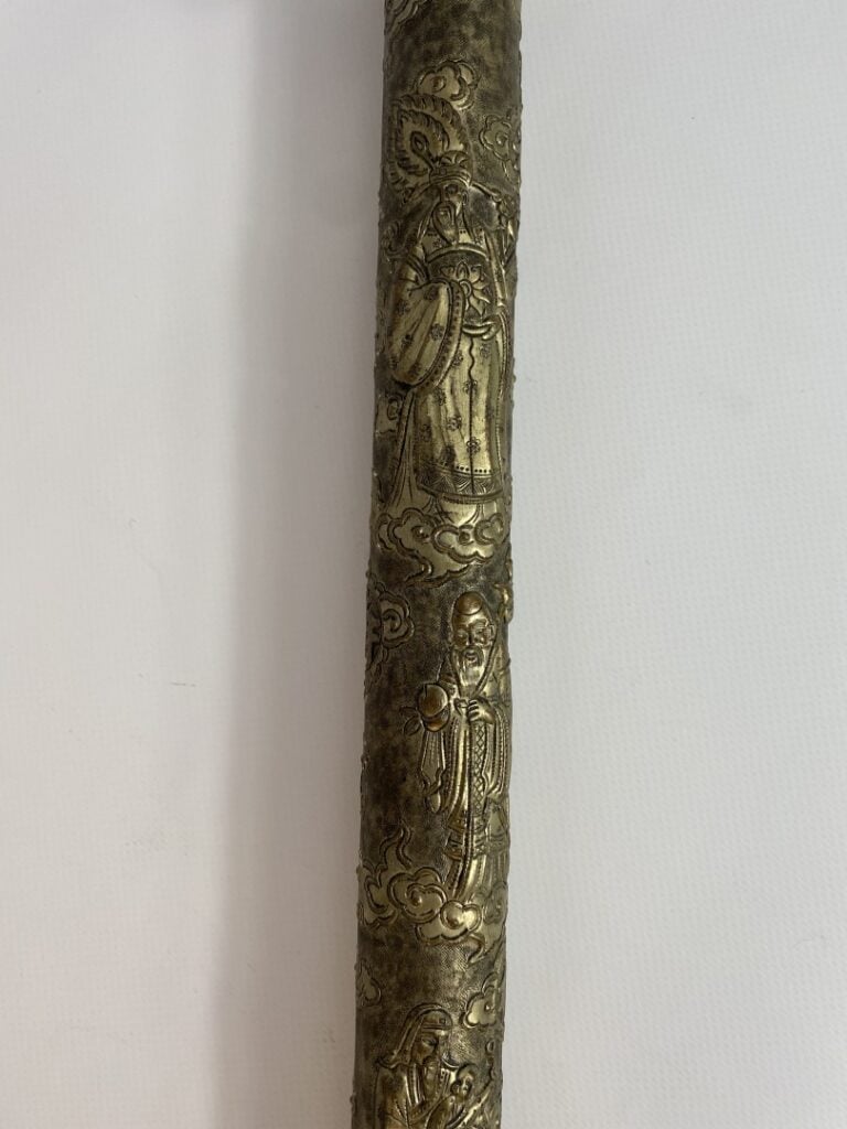 GAINE DE METAL POUR PIPE A OPIUM - Vietnam - Au riche décor de la Triade FU LU…