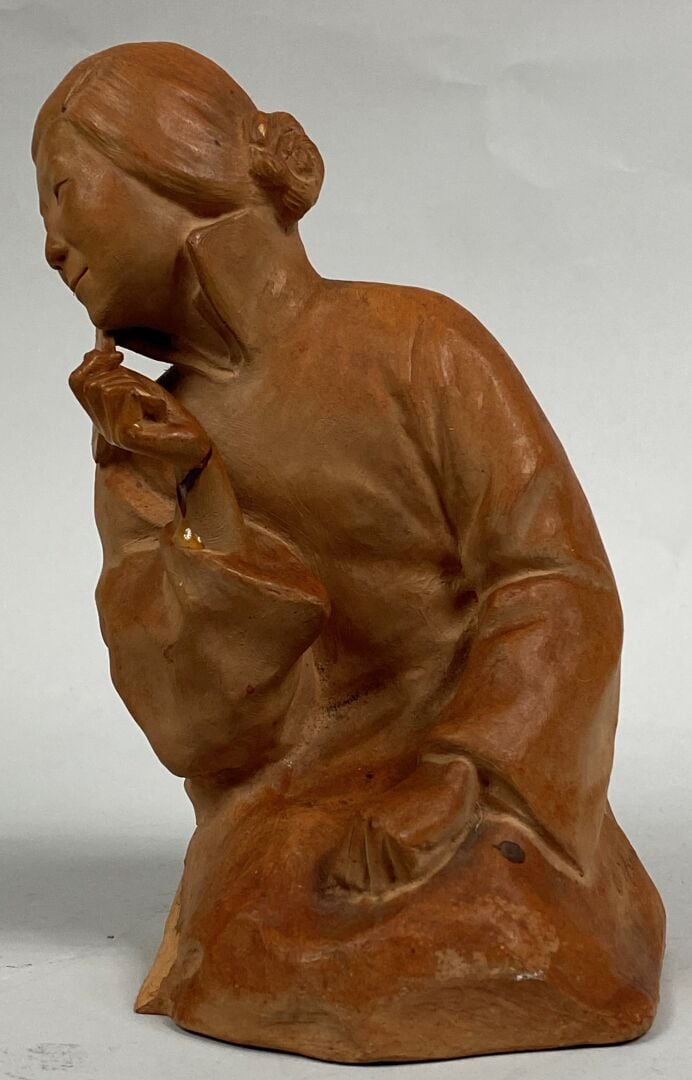 Gaston HAUCHECORNE (1880-1945) - Sculpture en terre cuite figurant un buste de…