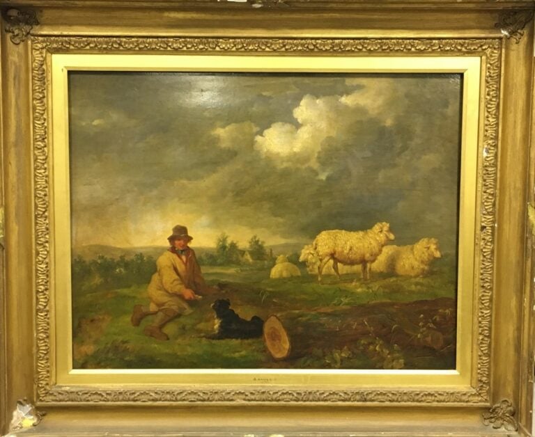 George MORLAND (1762/3-1804). - La récompense du berger, 1792 - Huile sur panne…