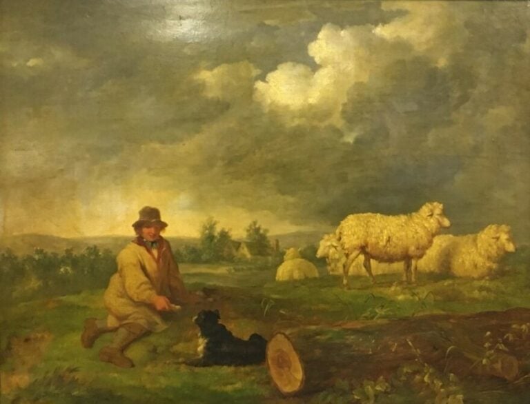 George MORLAND (1762/3-1804). - La récompense du berger, 1792 - Huile sur panne…