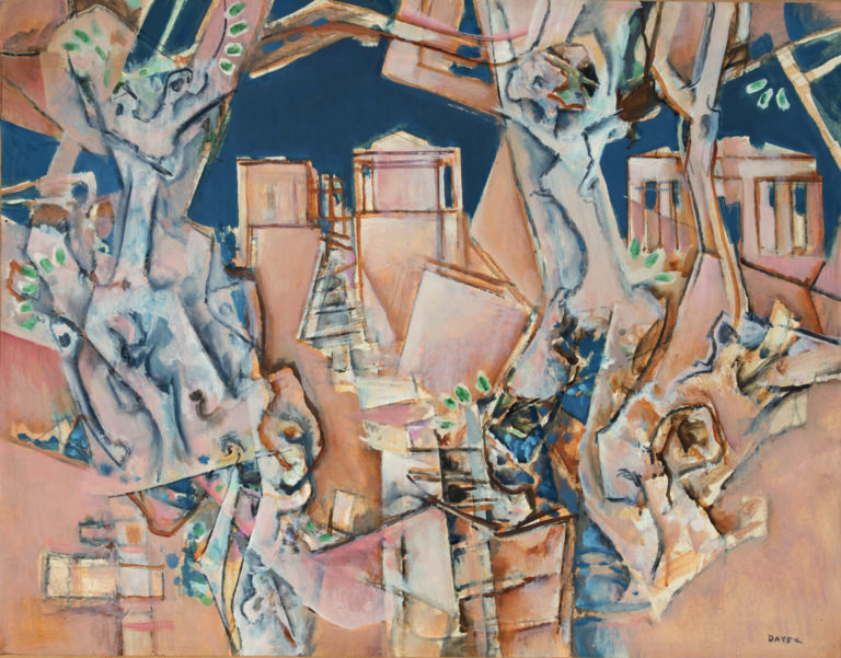 Georges DAYEZ (1907-1991) - L'Acropole - Huile sur papier, marouflée sur toile,…