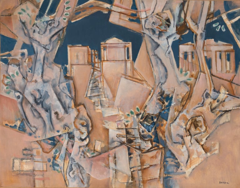 Georges DAYEZ (1907-1991) - L'Acropole - Huile sur papier, marouflée sur toile,…