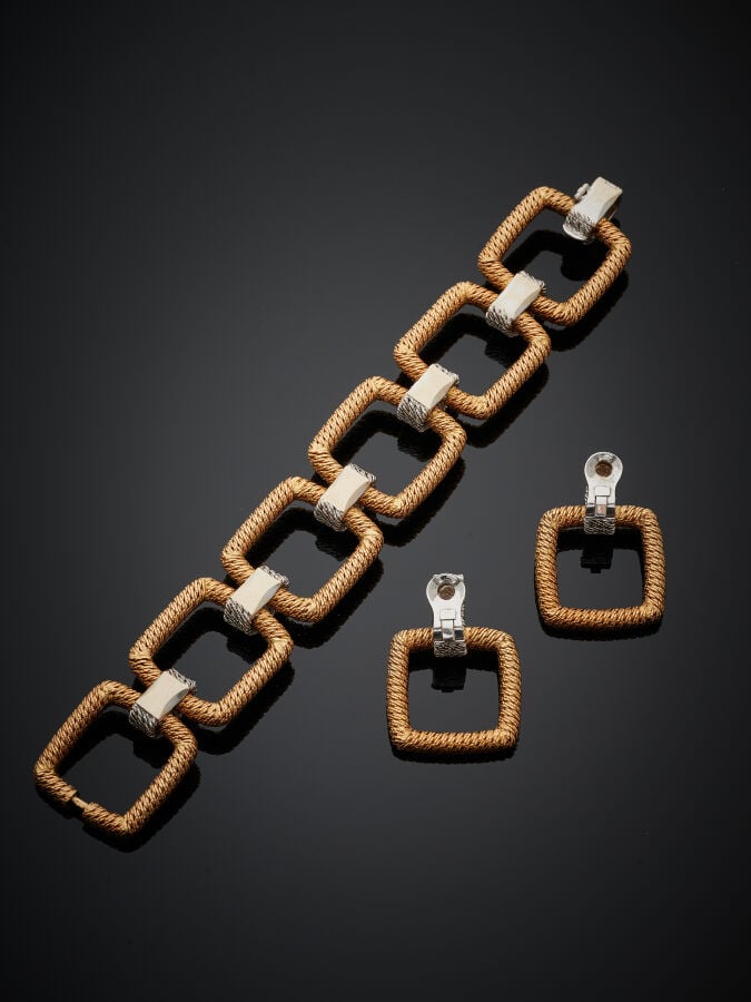 GEORGES LENFANT - DEMI-PARURE composée d'un BRACELET et une paire de CLIPS d'OR…