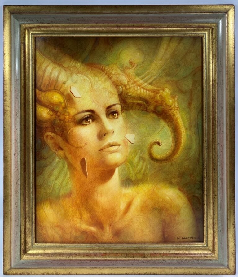 Gérard DI MACCIO (1938) - Portrait de femme surréaliste - Huile sur toile, sign…
