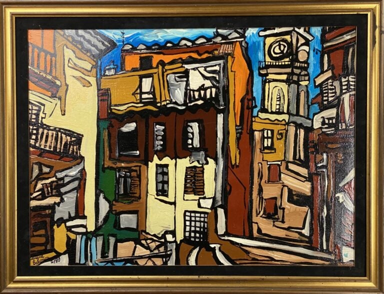 Gérard SALOMON - Ruelles - Huile sur panneau - Signé en bas à gauche, "7/89" -…