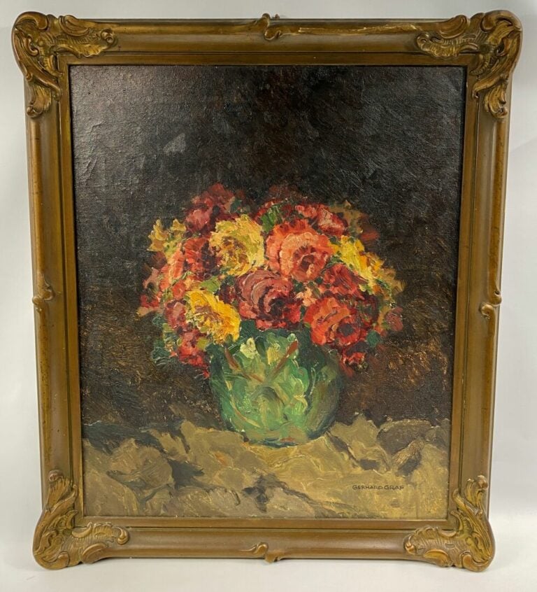 Gerhard GRAF (1883-1960) - Bouquet de fleurs - Huile sur toile, signée en bas à…