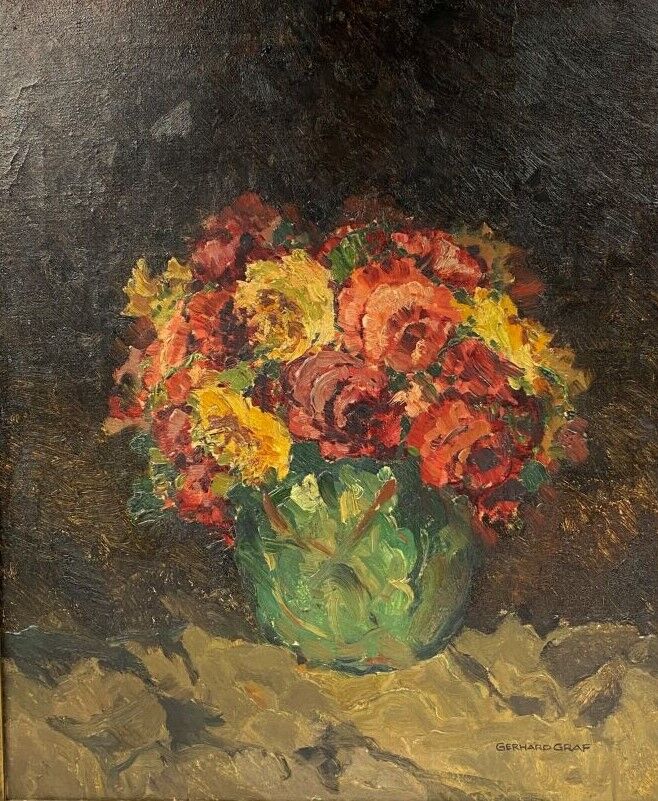 Gerhard GRAF (1883-1960) - Bouquet de fleurs - Huile sur toile, signée en bas à…